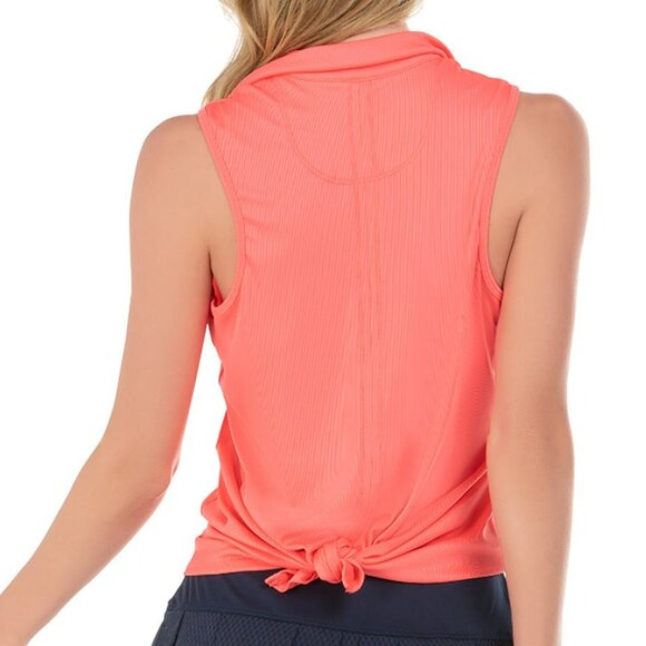 Lucky in Love Rib Tie Back Golf Polo Tank Lava Size Small - Picture 13 of 13